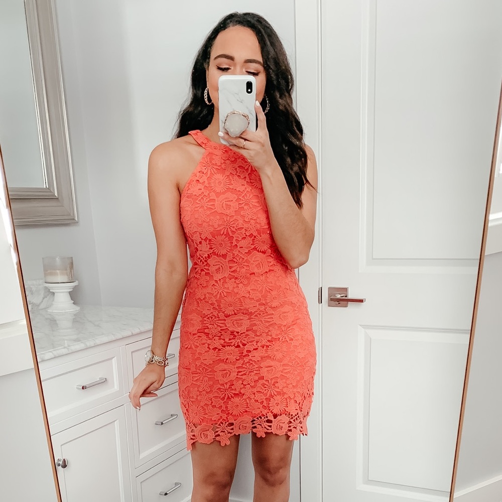 Coral Lace Dress